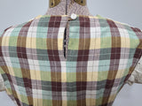 Brown, Yellow & Green Plaid Dress <br> (B-36" W-28" H-37")