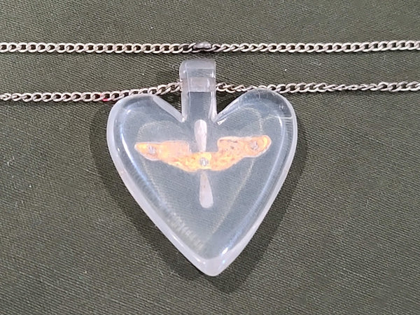 Lucite Heart Necklace with Air Army Corps Logo