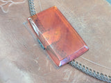 Leather Purse with Lucite Clasp and Rose Designs