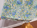 Blue and Green Flower Print Button Down Dress <br> (B-44.5" W-37" H-45")