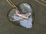 Lucite Airplane Heart Necklace