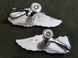 Pilot Wing Sweetheart Screw-Back Earrings Sterling