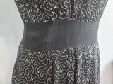 German Black Dress with White Swirl Designs <br> (B-40" W-29.5" H-41")