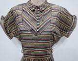Striped Dress with Rhinestone Buttons <br> (B-37.5" W-28" H-42")