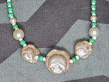 German Green Glass Rose Bead Necklace