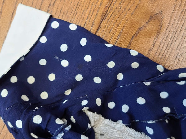 Dark Blue Polka Dot Dress <br> (B-35" W-27.5" H-35.5")