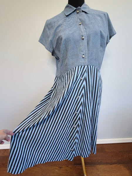 Blue Striped Dress <br> (B-44" W-38" H-48")