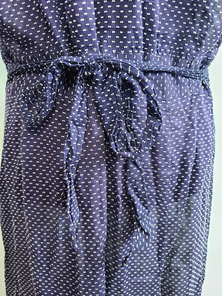 Blue Polka Dot Dress with Ties <br> (B-43" W-36" B-43")