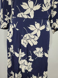 Navy Blue with White Flowers Dress (as-is) <br> (B-39" W-29" H-41")