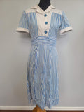 Blue and White Stripe Dress <br> (B-40" W-34.5" H-40")