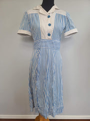 Blue and White Stripe Dress <br> (B-40" W-34.5" H-40")