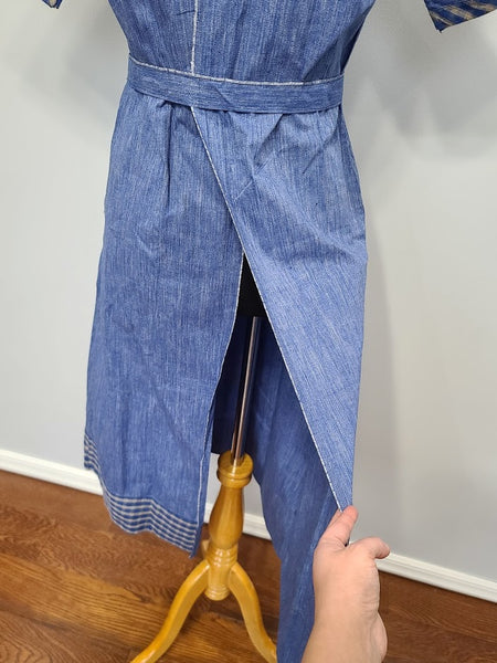 German Blue Chore Dress <br> (B-36" W-28" H-39.5")