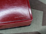 Red and Black Bakelite Box with Label Slot