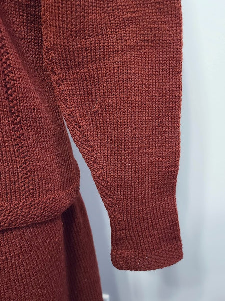 Dark Red Knit Sweater and Skirt Set <br> (B-42" W-24"-30" H-42")
