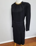 Black Rayon Dress with Attached Gold Bead Necklace <br> (B-38" W-30" H-38")