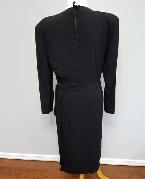 Black Rayon Dress with Attached Gold Bead Necklace <br> (B-38" W-30" H-38")