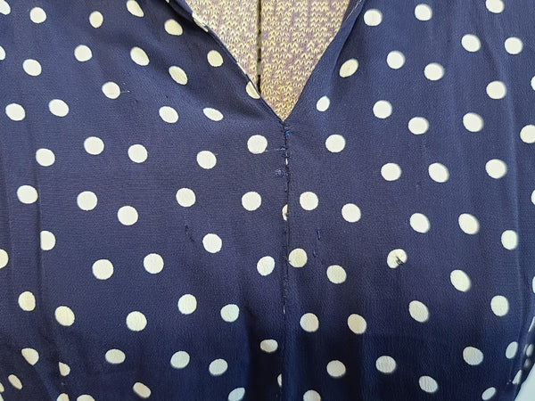 Dark Blue Polka Dot Dress <br> (B-35" W-27.5" H-35.5")