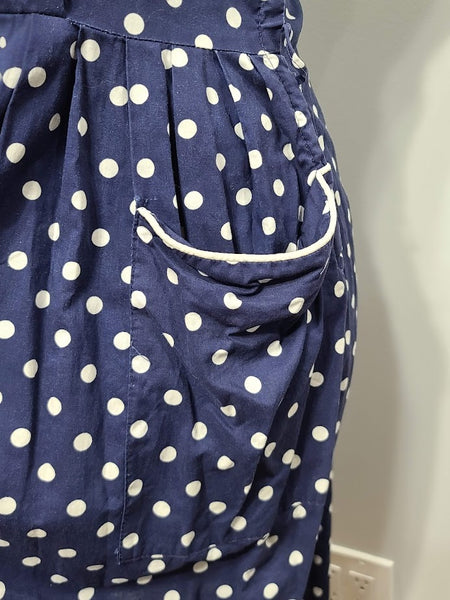 Blue Polka Dot Sleeveless Dress <br> (B-38" W-30" H-40")