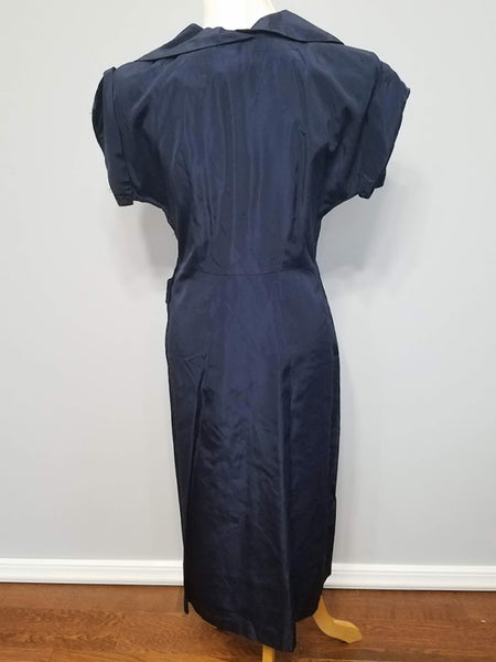 Dark Blue Dress with Pink Accents <br> (B-40" W-32 1/2" H-40")