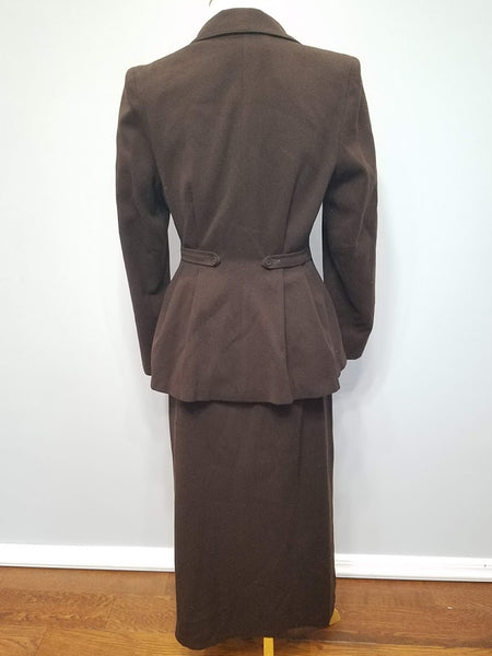 Brown Wool Skirt Suit <br> (B-35" W-27" H-37")