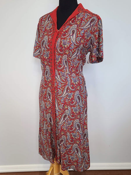 Red Paisley Dress with Beading <br> (B-41" W-34" H-41")