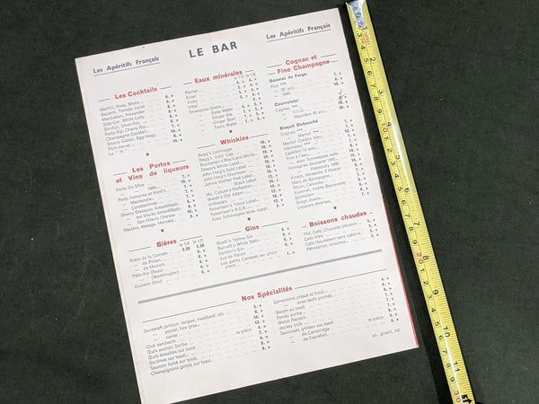 Hotel Scribe 1930s Paris France Menu