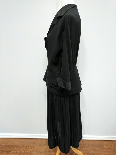 Black Rayon Dress with Peplum <br> (B-43" W-32" H-42")