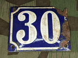 Period Enamel House Number 30 AS-IS