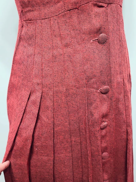 Red Button Down Dress <br> (B-35" W-25.5" H-34")