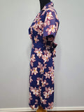 Flower Print Seersucker Wrap Dress <br> (26"-32" Waist)