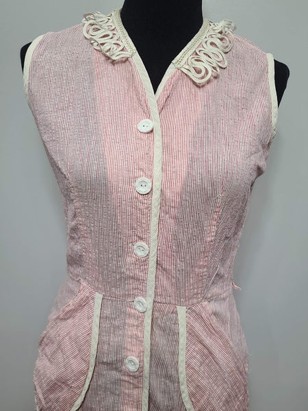 Pink and White Striped Dress (as-is) <br> (B-37" W-27.5" H-37")