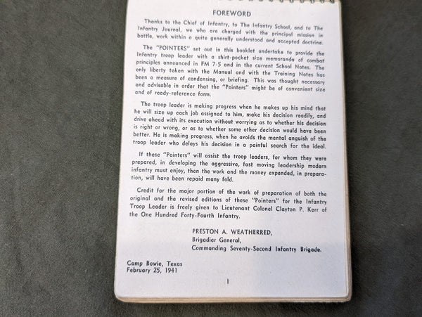 Pointers for Infantry Troop Leaders 1940 - 41