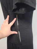 Black Seersucker Striped Material Dress <br> (B-40" W-33" H-40")