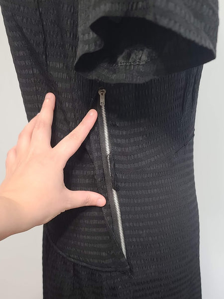 Black Seersucker Striped Material Dress <br> (B-40" W-33" H-40")