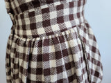 White & Brown Plaid Sleeveless Dress <br> (B-33" W-26" H-39")