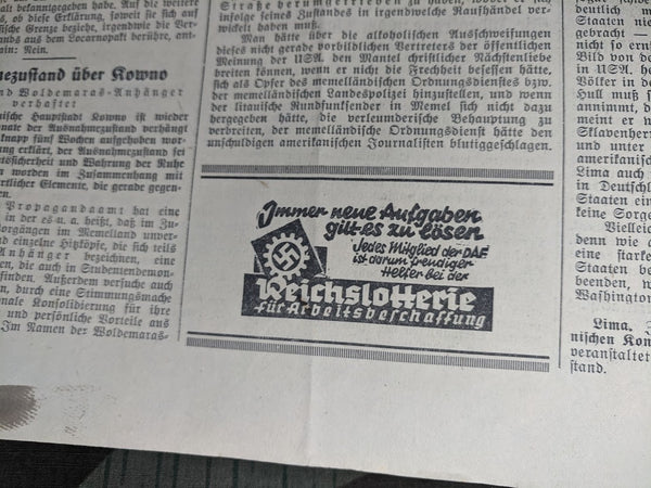 Original 3rd Reich Era Sandaer-Anzeiger Newspaper