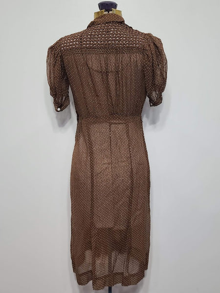 Brown Polka Dot Dress <br> (B-38" W-27" H-33")