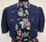 Blue Flower Print Dress w/ Matching Jacket <br> (B-39" W-30" H-33")