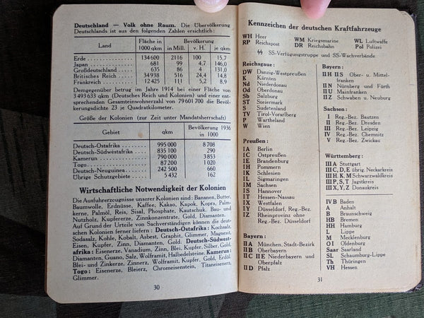 Sonne Brikett 1941 NSDAP Pocket Calendar (with Other Helpful Info)