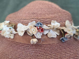 Light Brown Straw Hat with Flowers