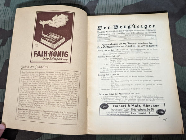 Der Bergsteiger Magazine July 1937