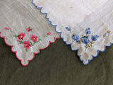 Set of Two Flower Embroidery Hankies