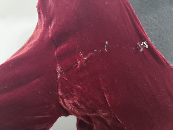 Dark Red Velvet Gown <br> (B-36" W-28" H-36.5")