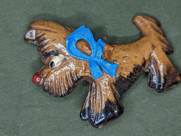 Dog with Bow Large Novelty Pin