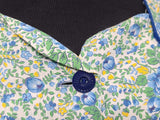 Blue and Green Flower Print Button Down Dress <br> (B-44.5" W-37" H-45")