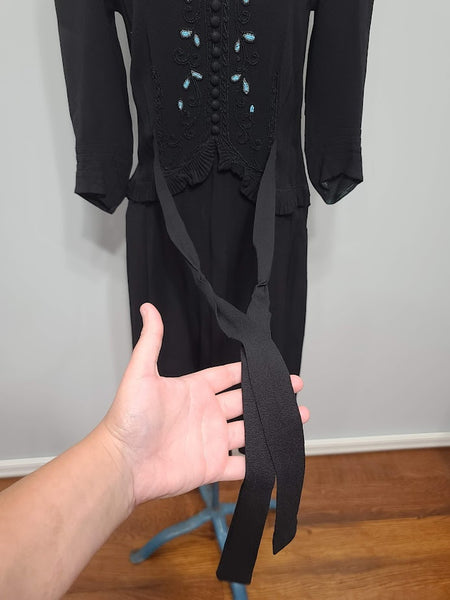 Black Dress with Beading and Soutache <br> (B-35" W-30" H-36")