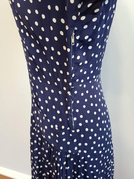 Dark Blue Polka Dot Dress <br> (B-35" W-27.5" H-35.5")