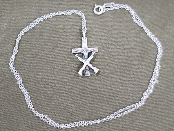 835 Silver Crucifix with Crossed Rifles