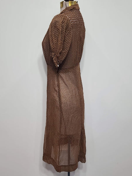 Brown Polka Dot Dress <br> (B-38" W-27" H-33")