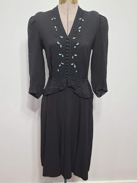 Black Dress with Beading and Soutache <br> (B-35" W-30" H-36")